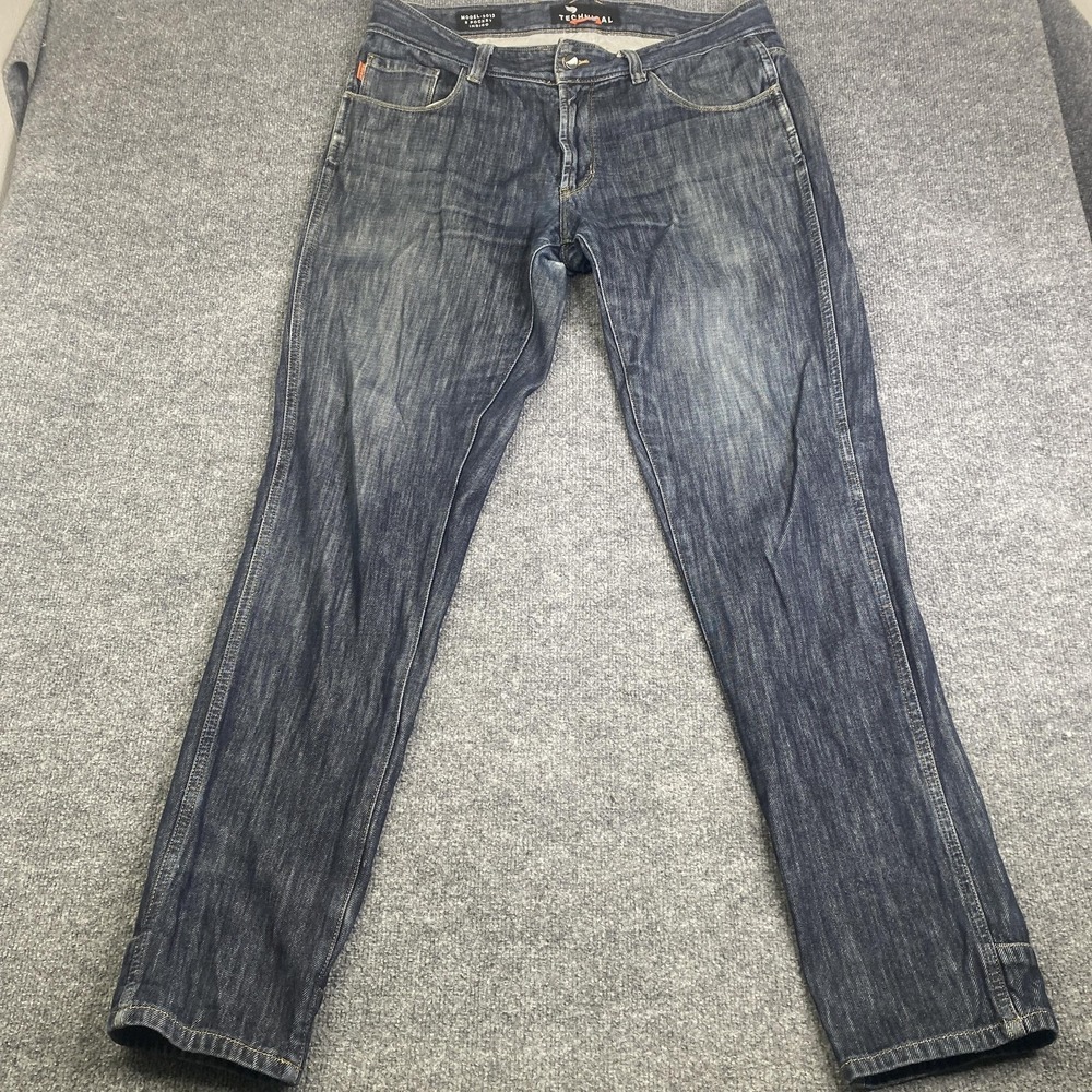 Saint Technical Denim Motorcycle Jeans Mens 38x36 Blue Straight 5 Pocket 3013